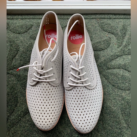 Rollie women’s grey Derby Punch suede sneakers NWOT size 41 - Picture 2 of 5